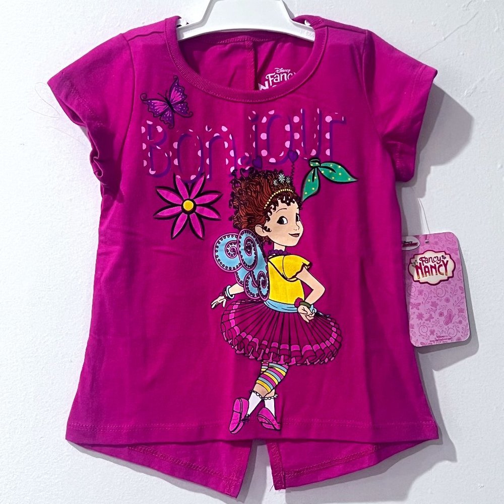 Disney Fancy Nancy Bonjour Pink Girls T-Shirt NWT